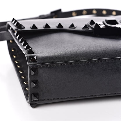 Valentino Garavani Vitello Monochrome Medium Rockstud Flip Lock Crossbody Bag Black 8 of 10