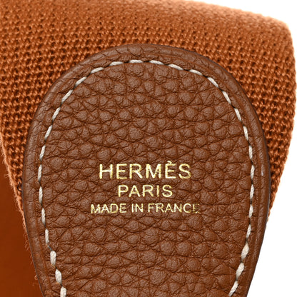 Hermes Toile Taurillon Clemence Shoulder Strap Gold 3 of 5