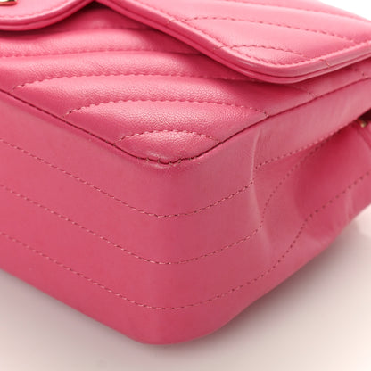 Chanel Lambskin Chevron Quilted Mini Rectangular Flap Dark Pink 9 of 9