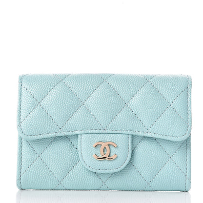 Chanel Caviar Quilted Flap Card Holder Light Blue 1 of 8