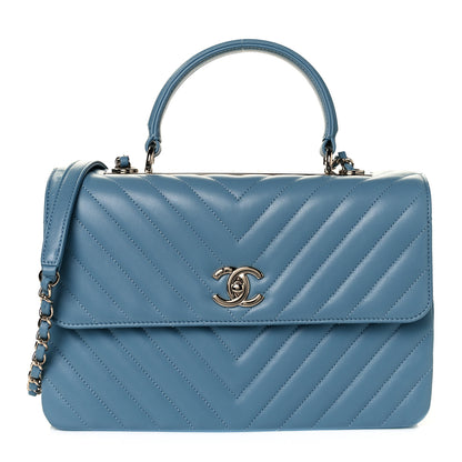 Chanel Lambskin Chevron Quilted Medium Trendy CC Dual Handle Flap Bag Light Blue 1 of 12
