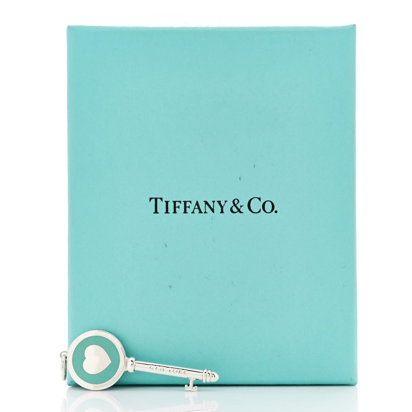 Sterling Silver Enamel Heart Key Pendant Blue