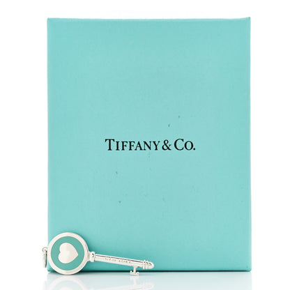 Tiffany Sterling Silver Enamel Heart Key Pendant Blue 5 of 5