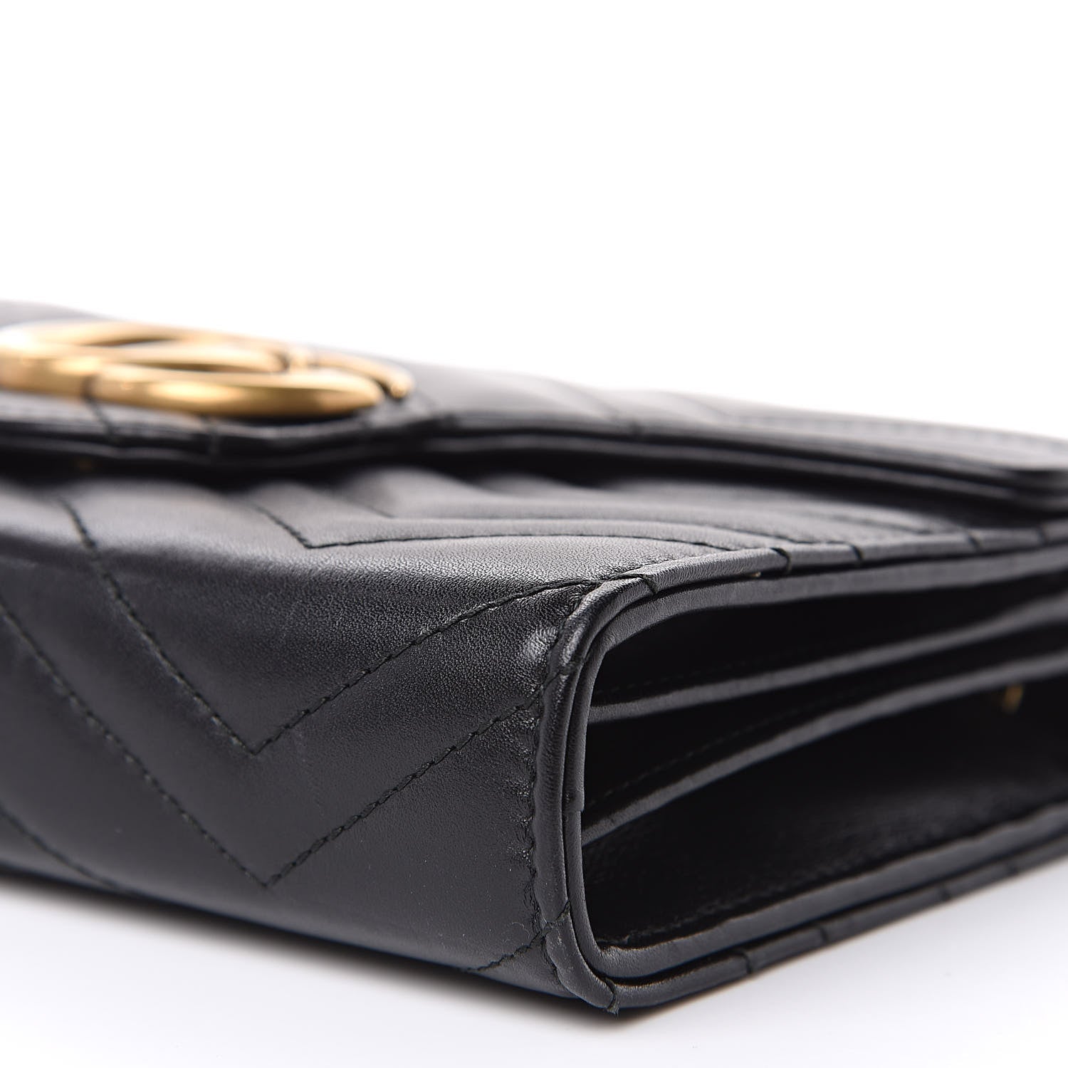 Gucci Calfskin Matelasse GG Marmont Chain Wallet Black 8 of 11
