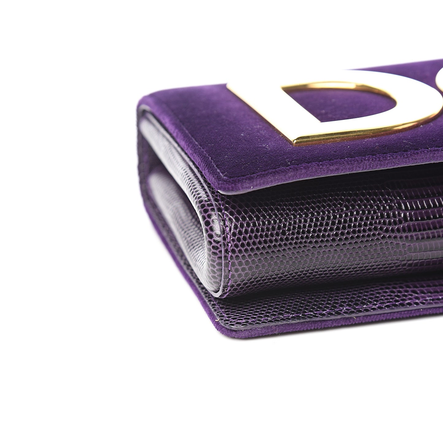 Velvet Lizard Calfskin Embossed DG Shoulder Bag Purple