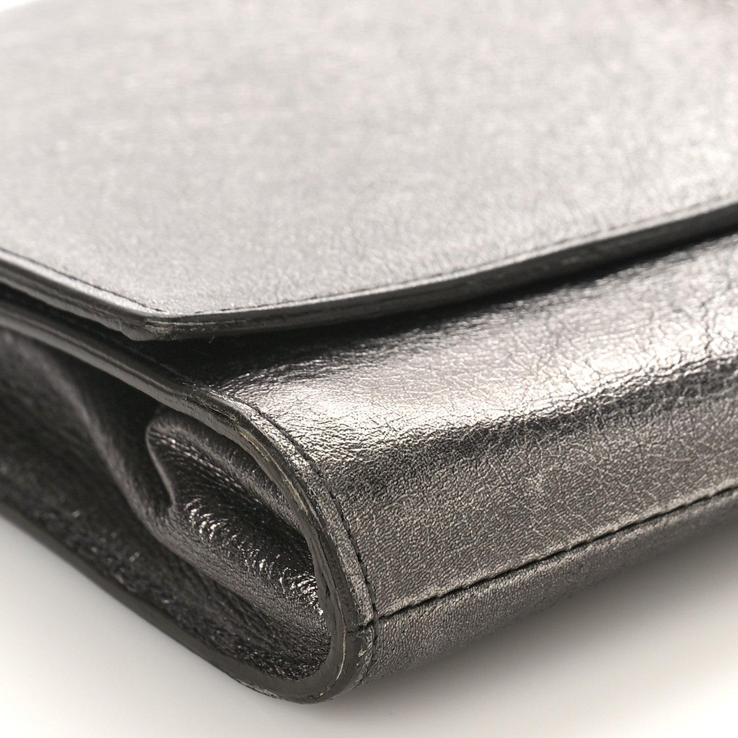 Saint Laurent Metallic Calfskin Large Belle De Jour Clutch Dark Silver 8 of 8