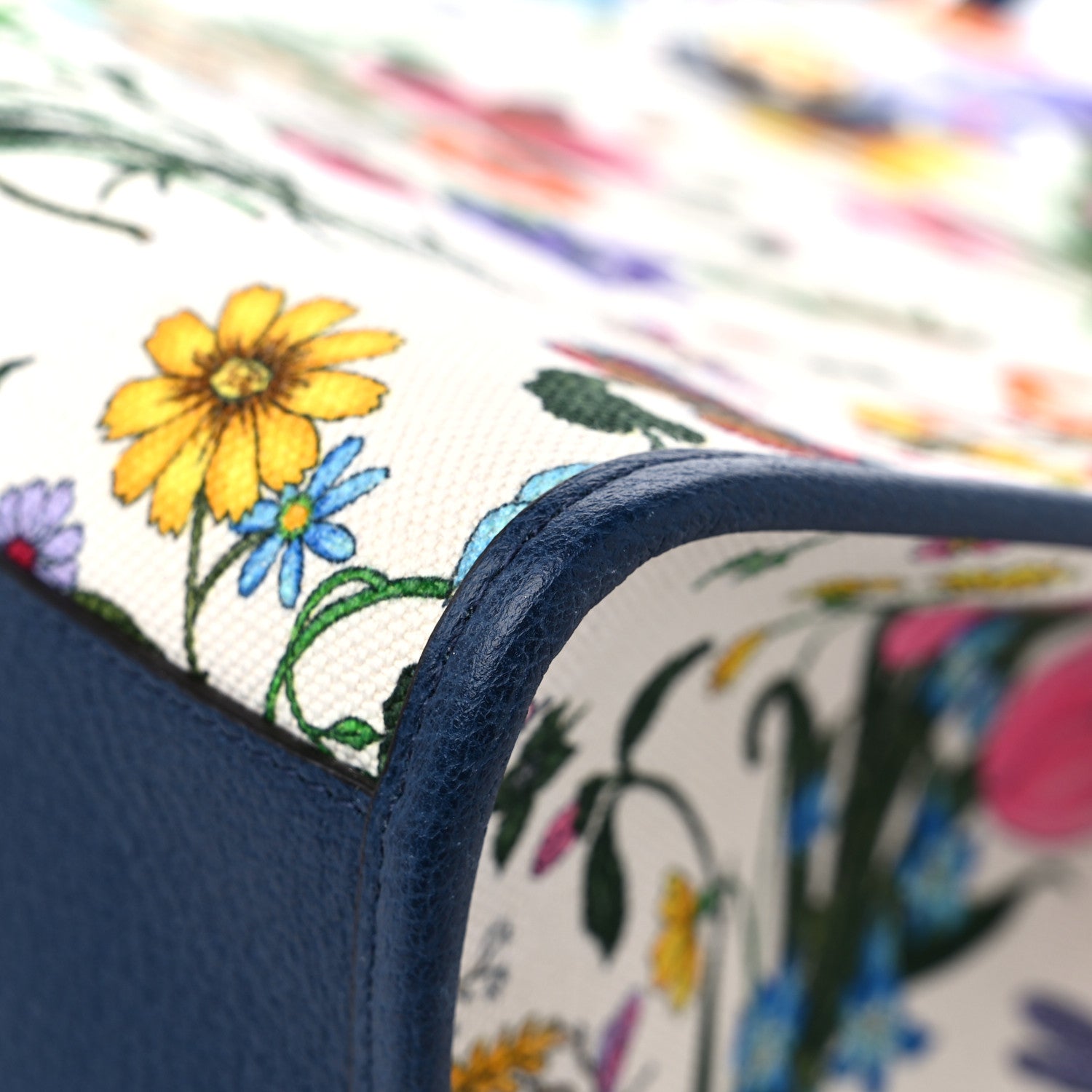 Gucci Canvas Large Flora Tote Navy Multicolor 9 of 12