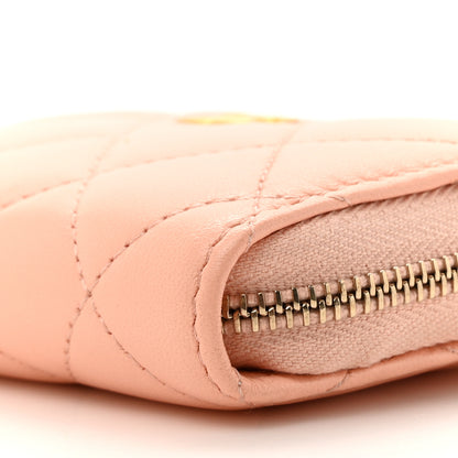 Chanel Lambskin Quilted CC Pearl Crush Zip Card Holder On Chain Pink 9 of 11
