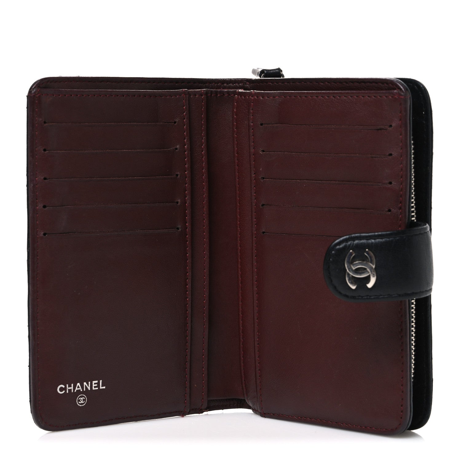 Chanel Lambskin Quilted Zipped Pocket Wallet Black 5 of 9