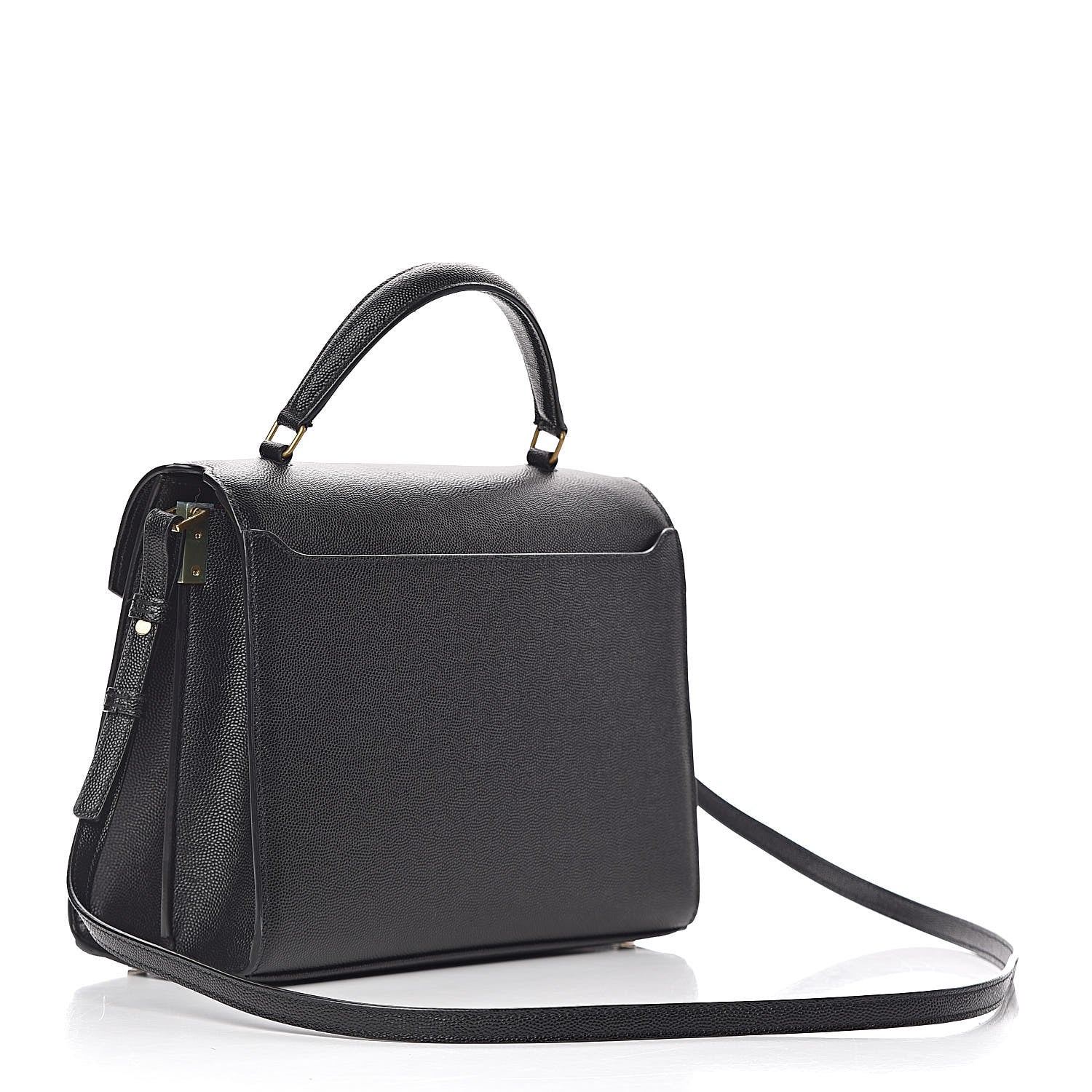 Saint Laurent Grain de Poudre Medium Classic Monogram Cassandra Top Handle Black Rouge Legion 3 of 10