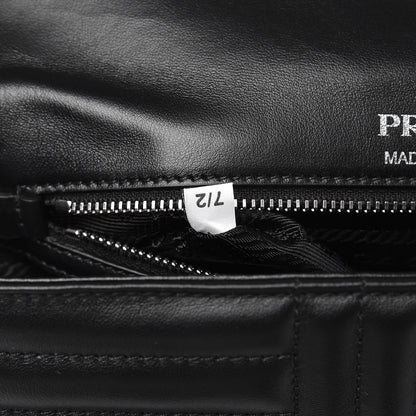 Prada Soft Calfskin Impunture Diagramme Medium Chain Flap Shoulder Bag Black 7 of 8