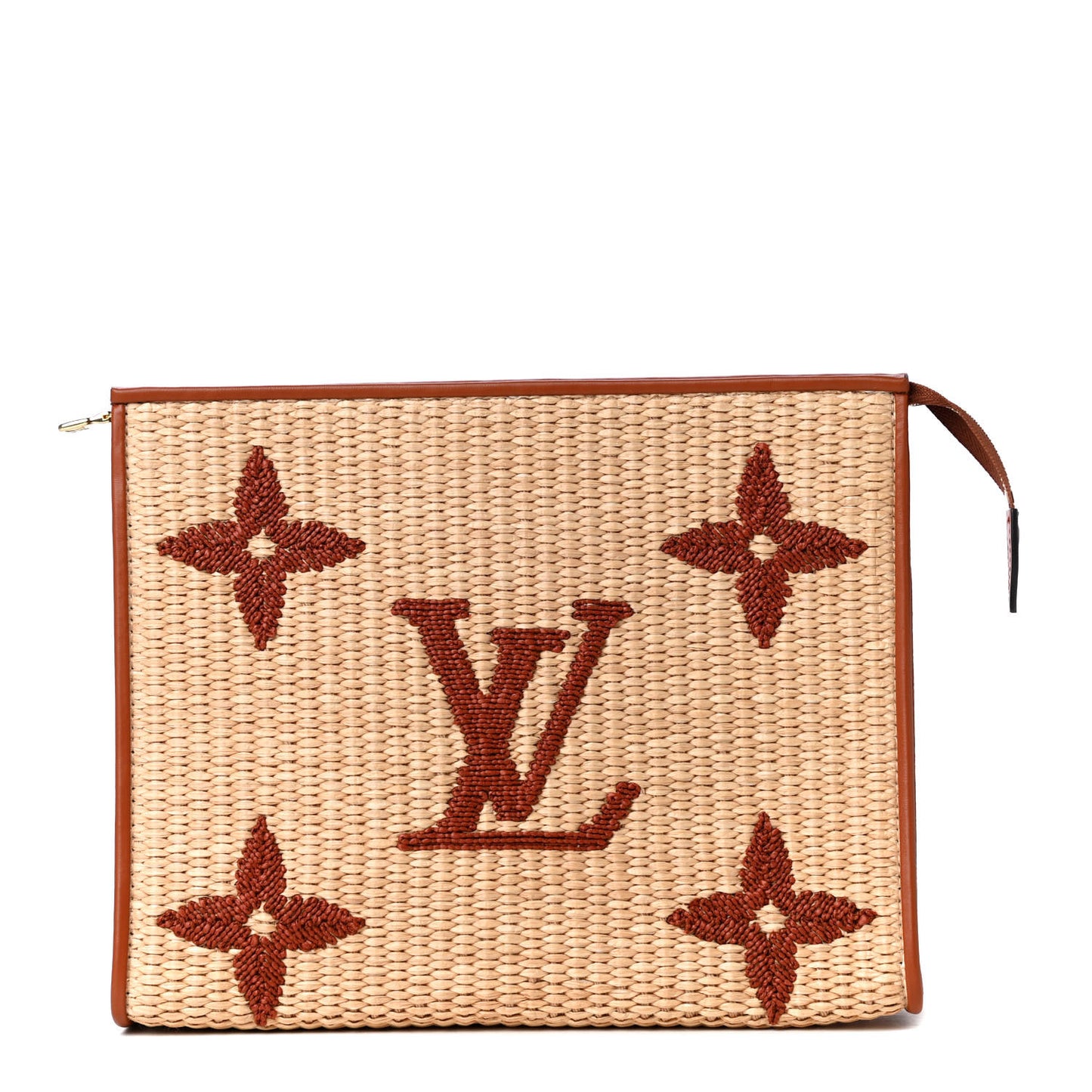 Raffia Monogram Giant Toiletry Pouch 26 Tan