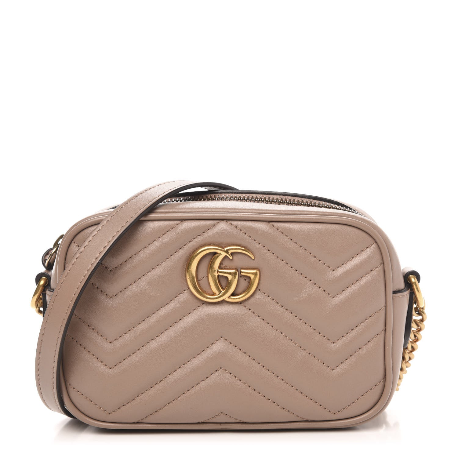 Gucci Calfskin Matelasse Mini GG Marmont Chain Shoulder Bag Porcelain Rose 1 of 12