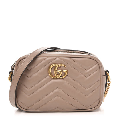 Gucci Calfskin Matelasse Mini GG Marmont Chain Shoulder Bag Porcelain Rose 1 of 12