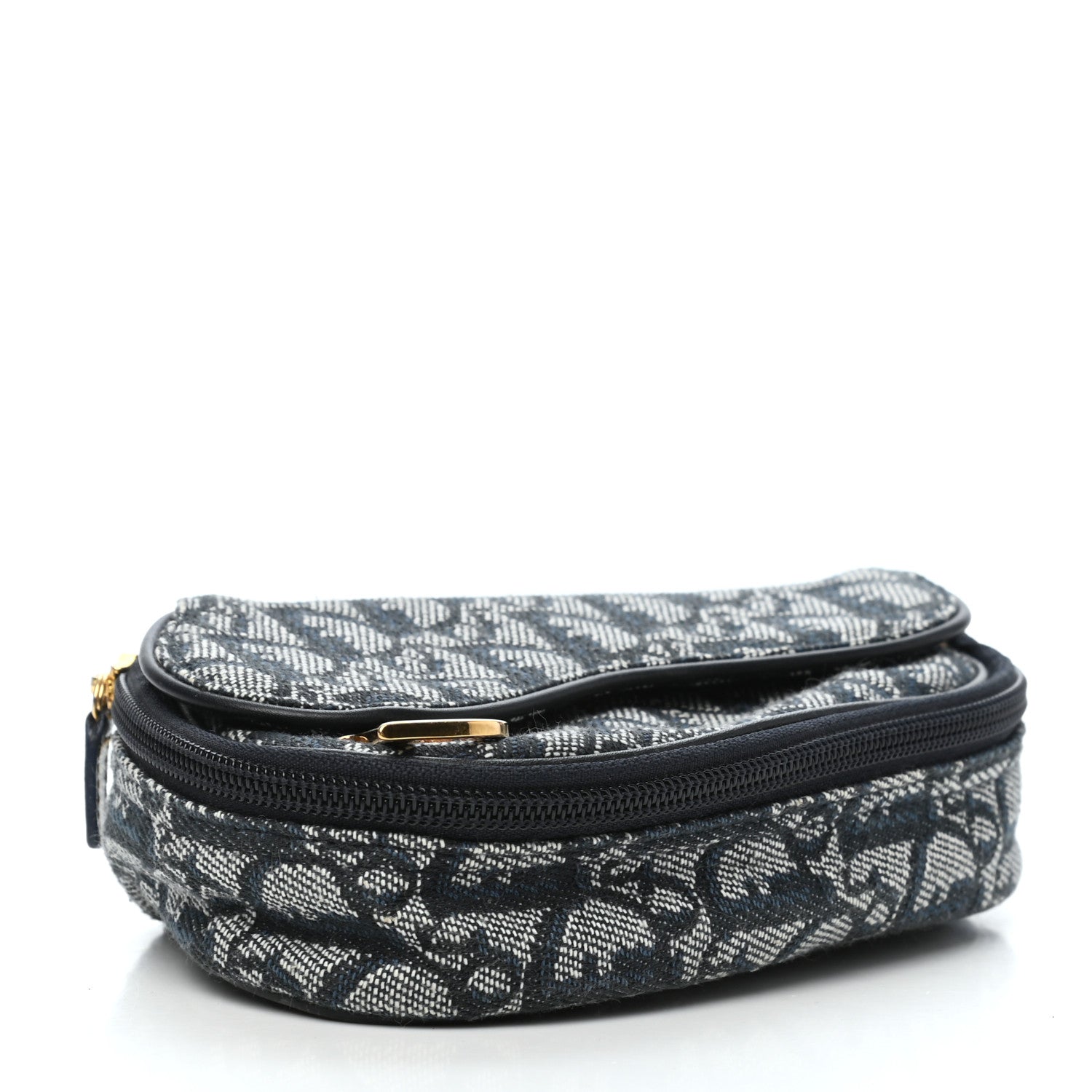 Christian Dior Monogram Mini Saddle Zip Pouch Navy Blue 4 of 8
