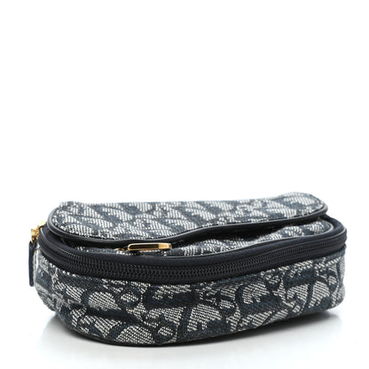 Christian Dior Monogram Mini Saddle Zip Pouch Navy Blue 4 of 8