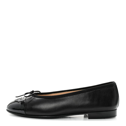 Chanel Lambskin Patent CC Cap Toe Ballerina Flats 35.5 Black 1 of 11