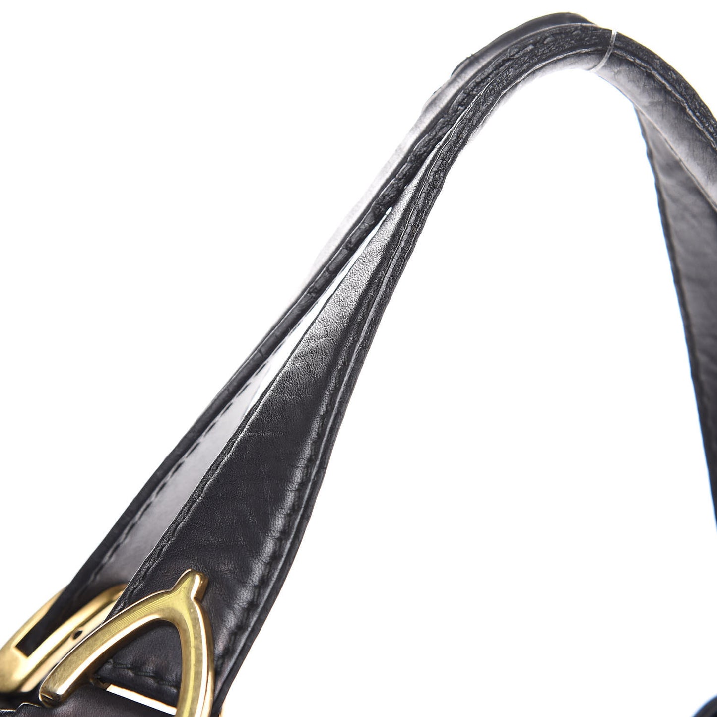 Nubuck Brocade Medium Soft Stirrup Shoulder Bag Black