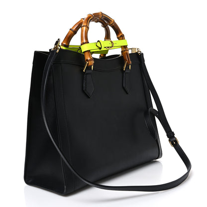 Gucci Calfskin Medium Diana Tote Bag Black Yellow Fluo 3 of 10
