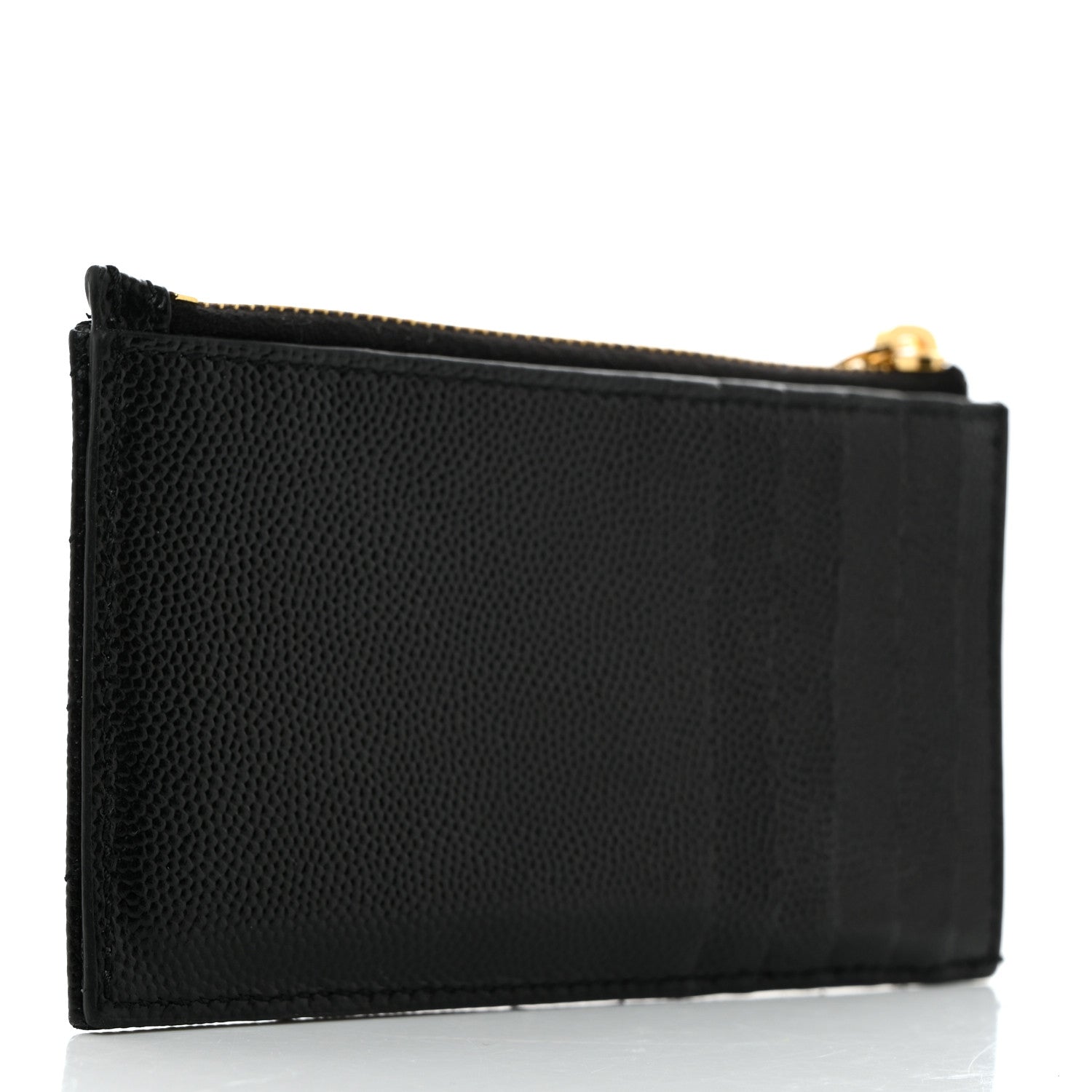 Saint Laurent Grain De Poudre Matelasse Chevron Monogram Fragments Zippered Card Case Black 3 of 6