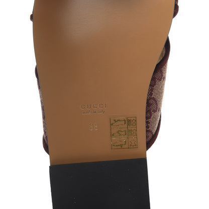 Gucci Canvas GG Monogram Womens Criss Cross Slide Sandals 38 Sahara Rubino Chardonnay 7 of 9