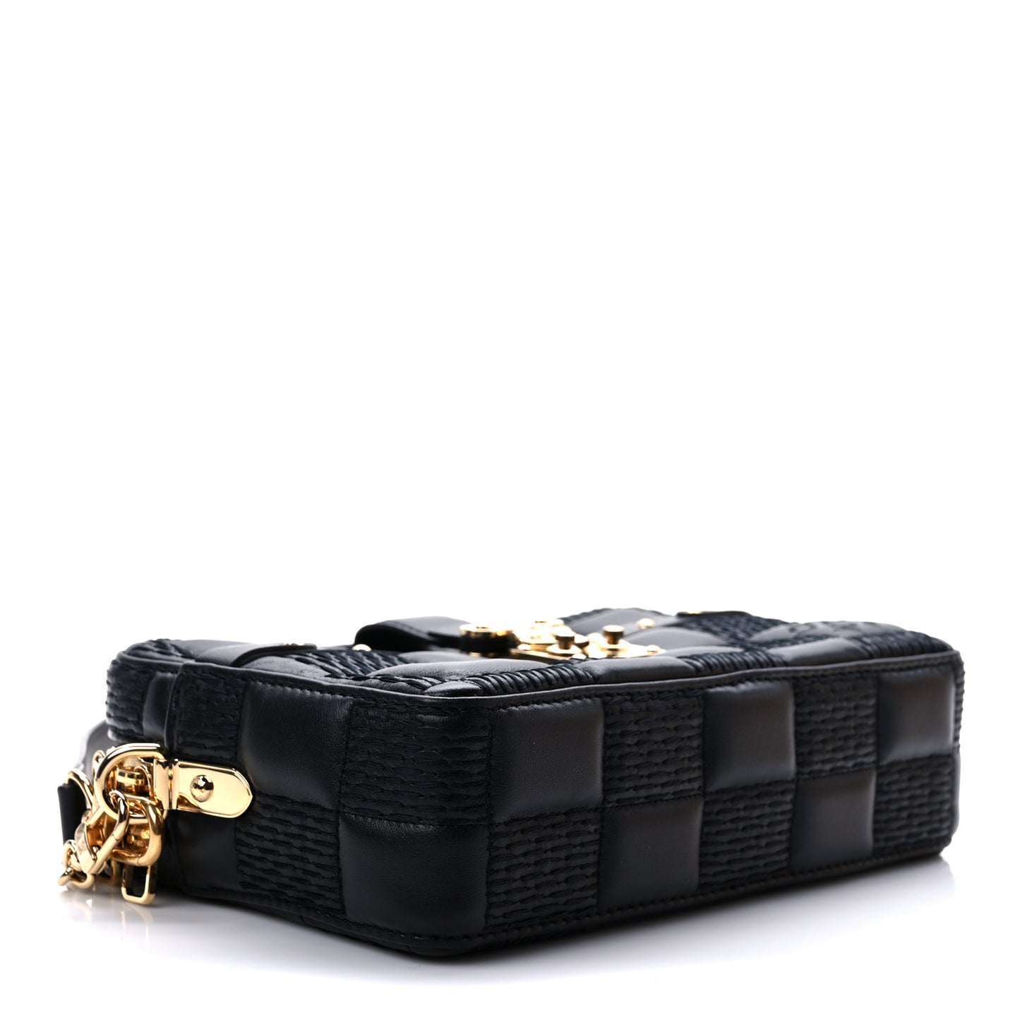 Lambskin Damier Quilt Troca PM Black