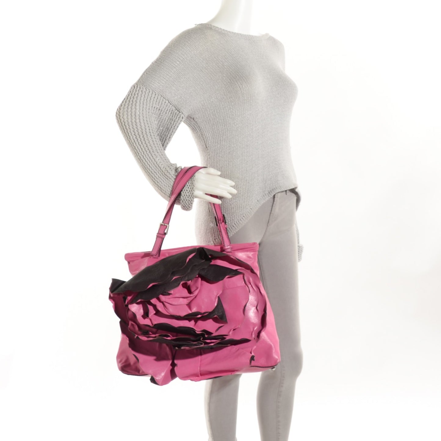 Nappa Raised Rose Petalee Tote Pink