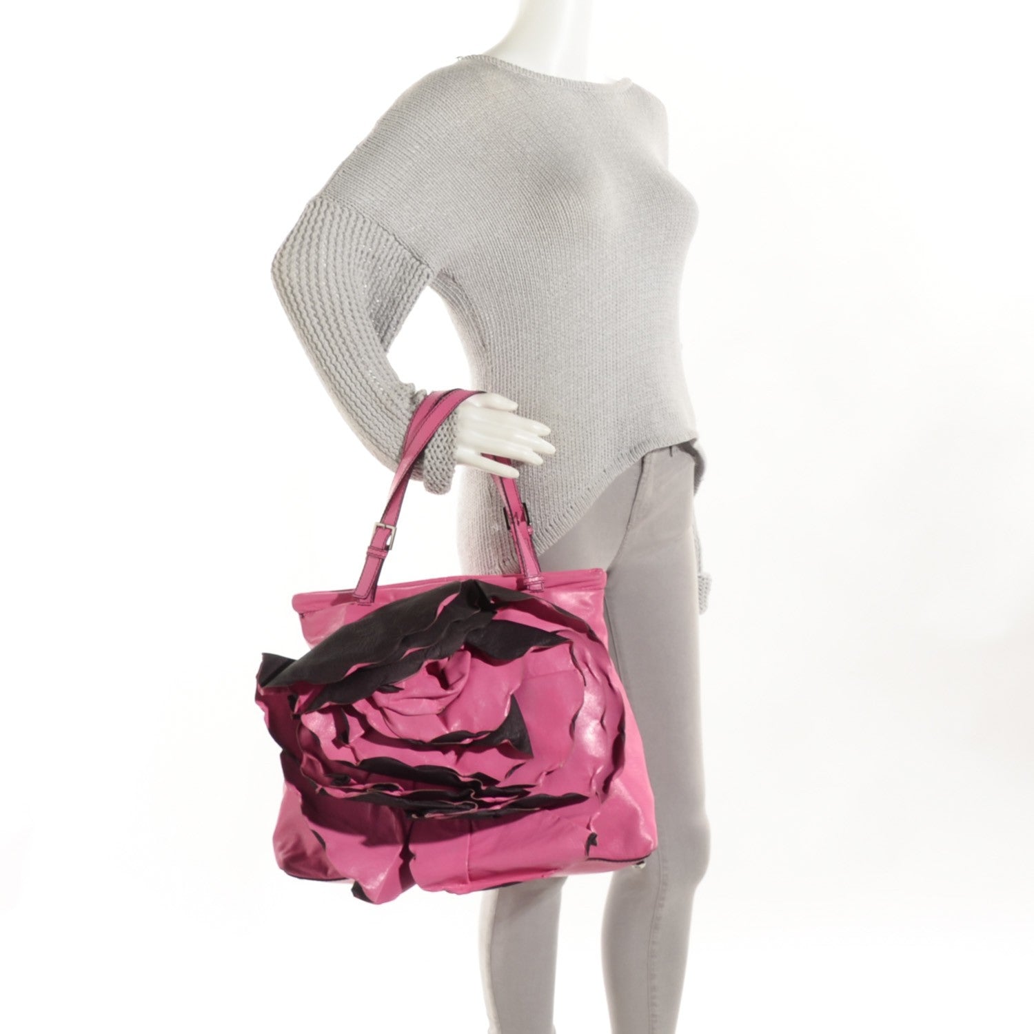 Valentino Garavani Nappa Raised Rose Petalee Tote Pink 2 of 8
