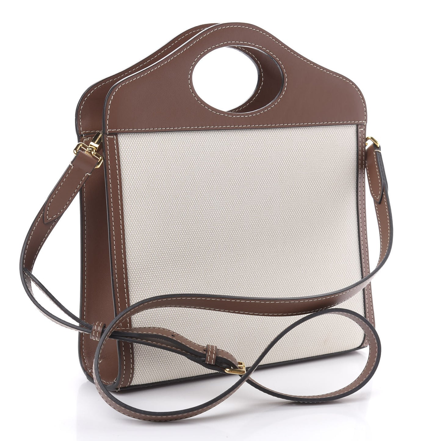Canvas Smooth Calfskin Two Tone Mini Pocket Bag Tan
