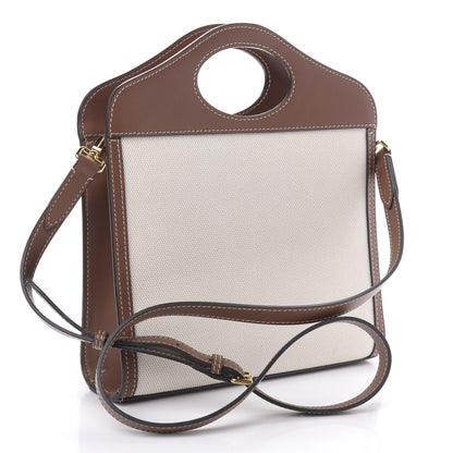 Burberry Canvas Smooth Calfskin Two Tone Mini Pocket Bag Tan 3 of 9