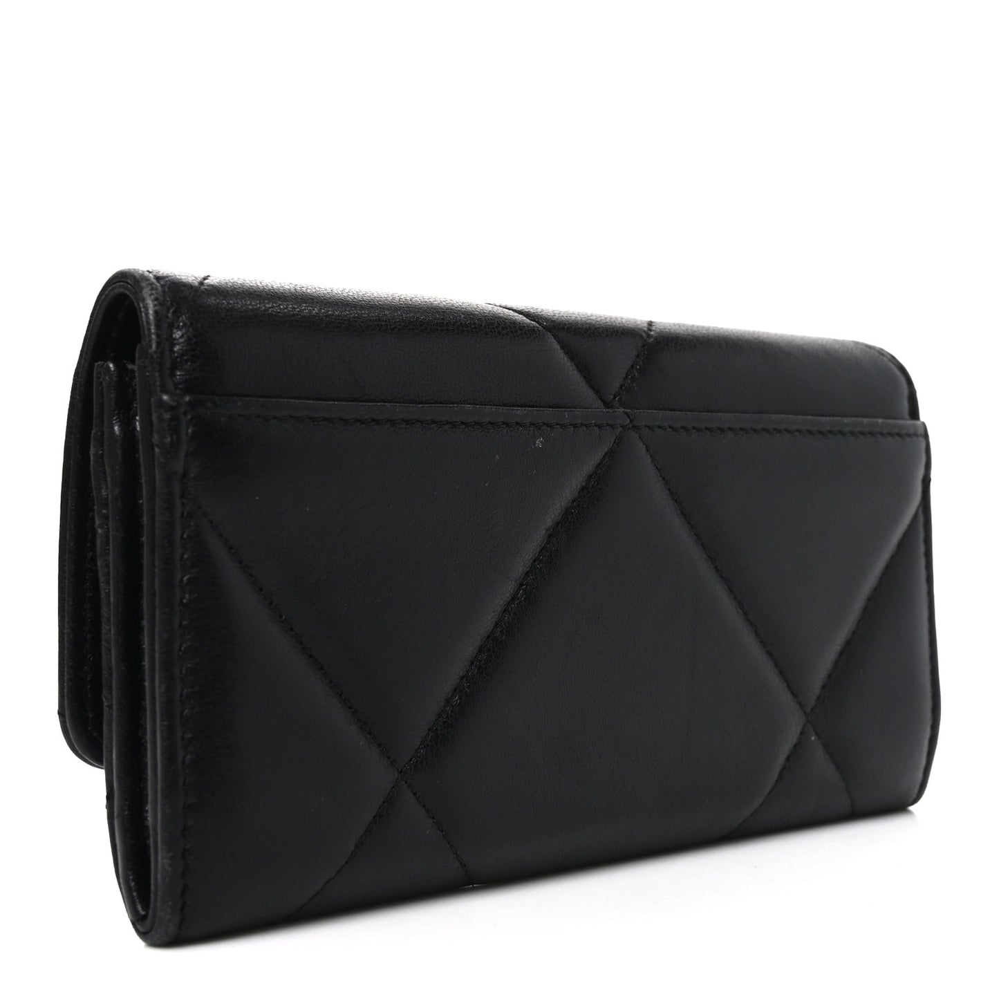 Lambskin Quilted Chanel 19 Flap Wallet Black