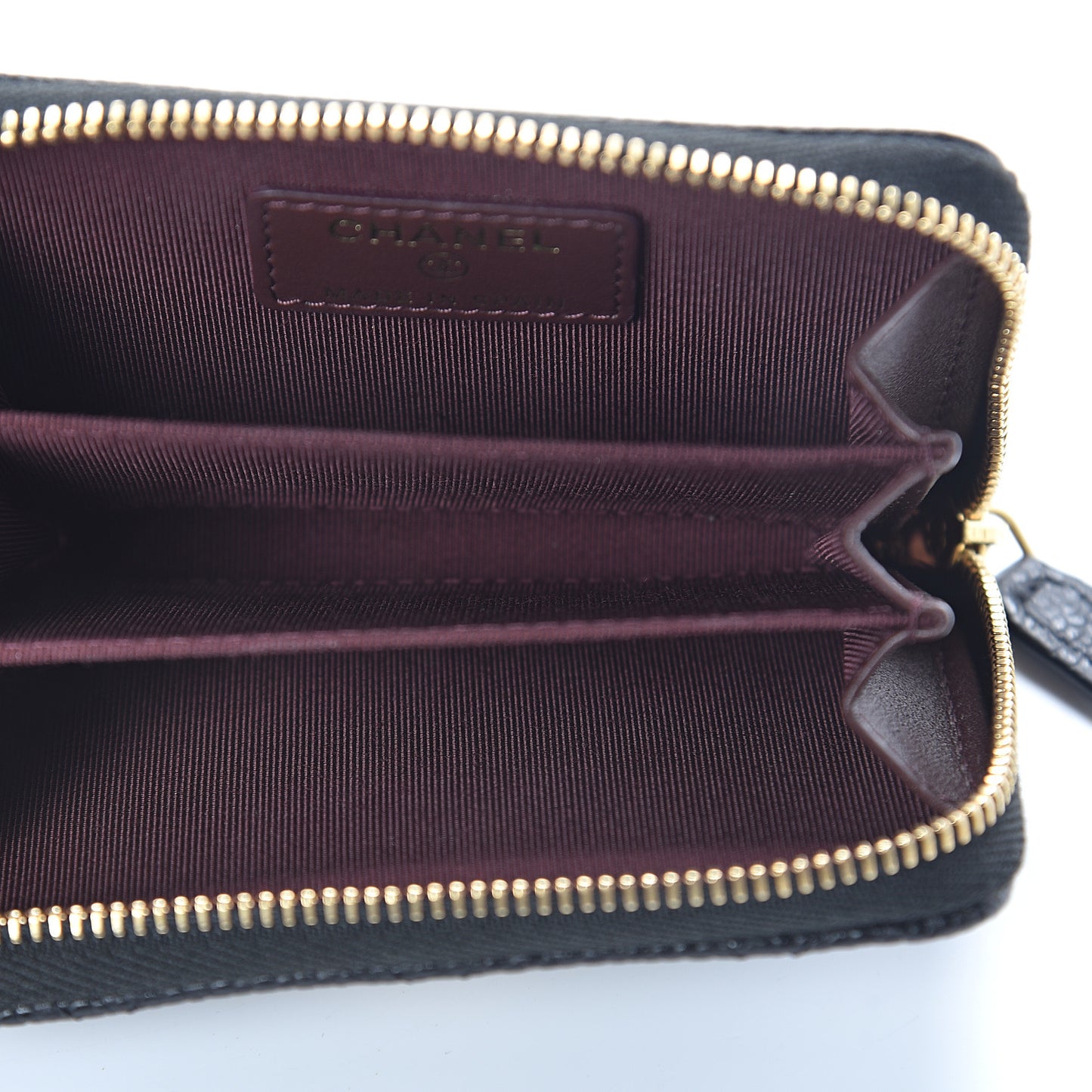 Caviar Quilted Zip Coin Purse Black