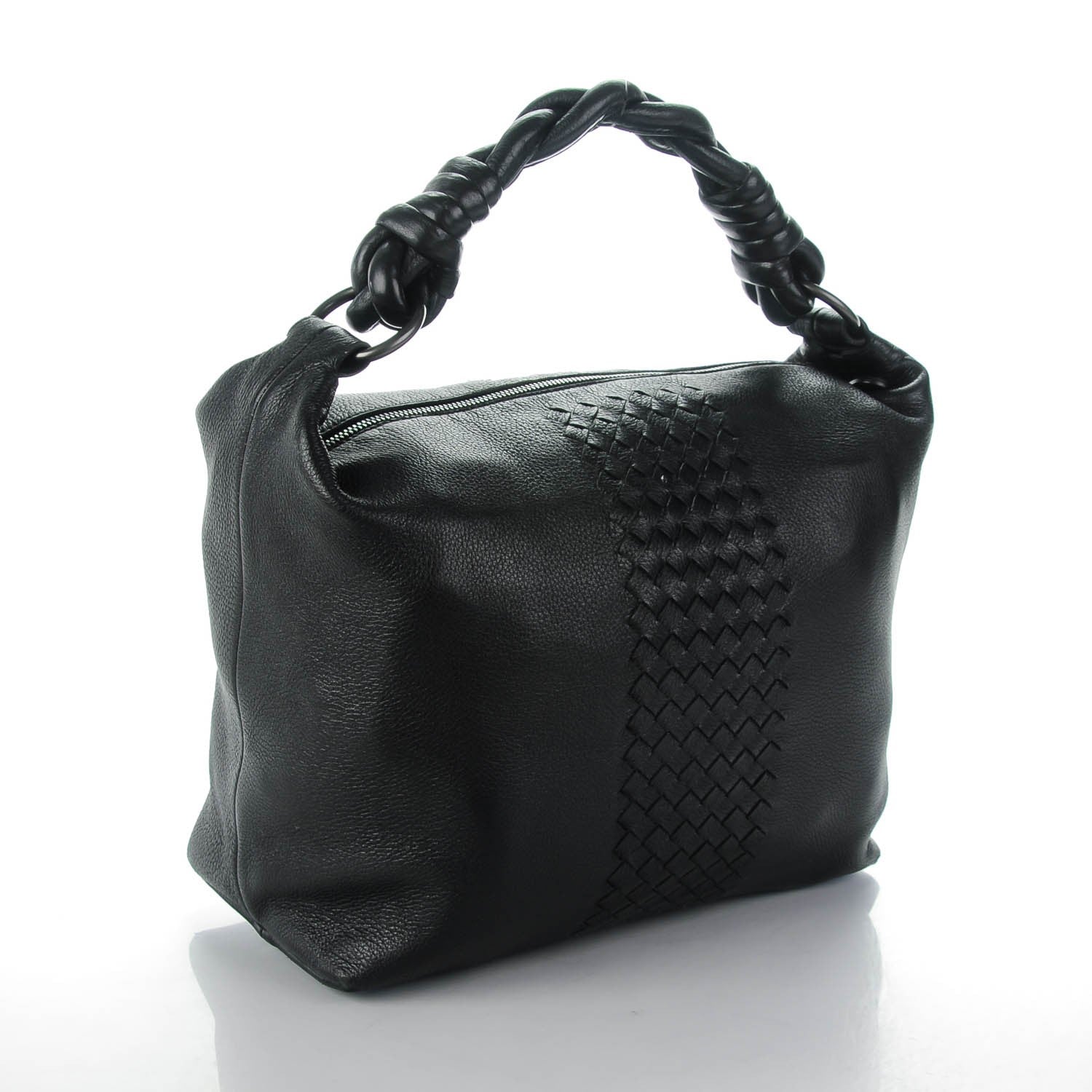 Bottega Veneta Cervo Deerskin Intrecciato Shoulder Bag Nero Black 3 of 7