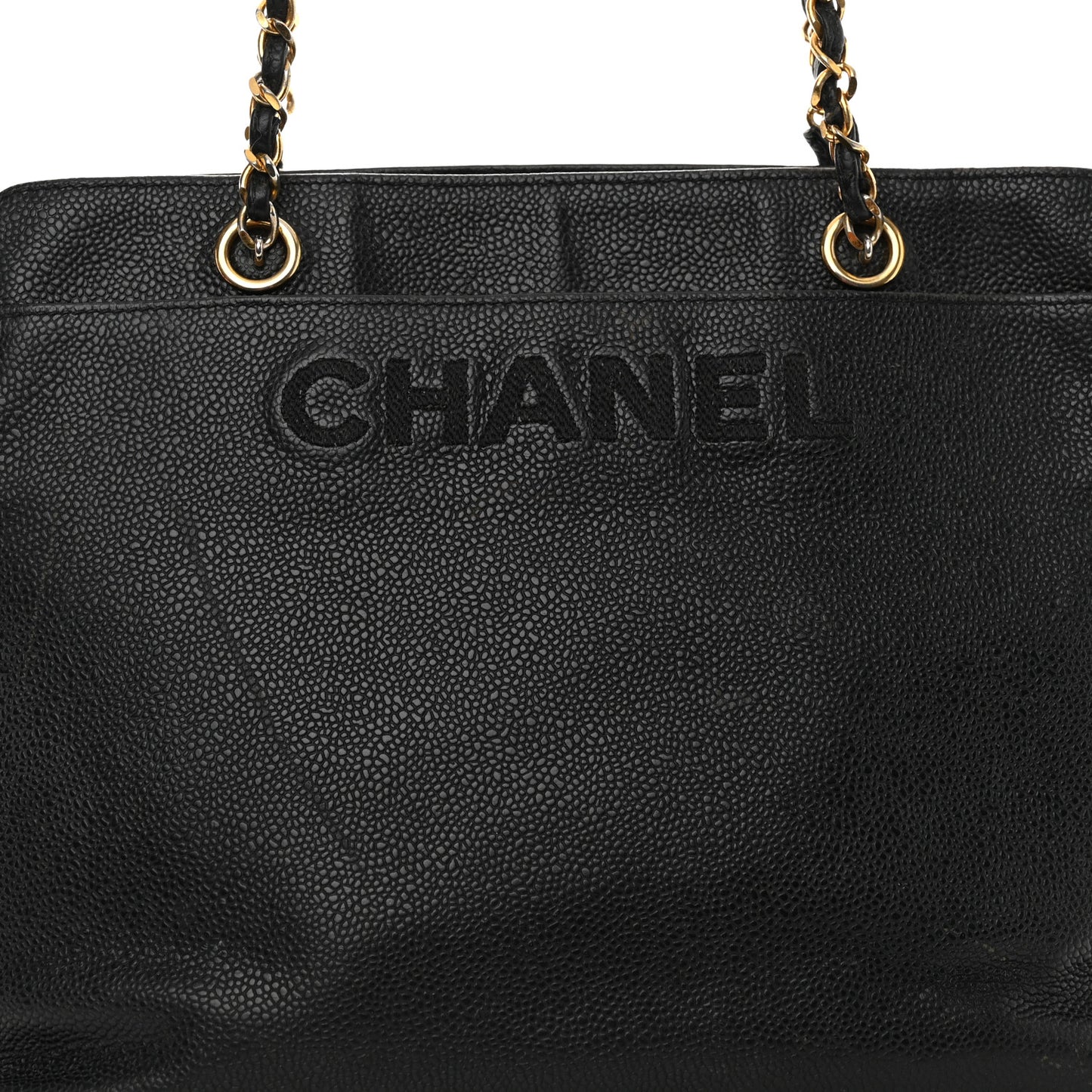 Caviar Logo Shoulder Bag Black