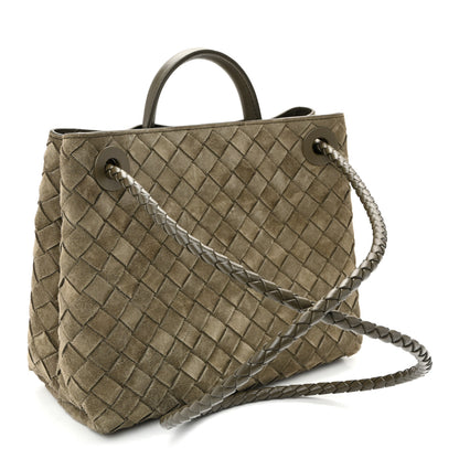 Bottega Veneta Suede Intrecciato Small Andiamo Shoulder Bag Cypress 3 of 9