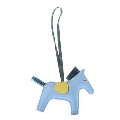 Hermes Milo Lambskin Horsehair Grigri Rodeo Horse Bag Charm MM Bleu Celeste Lime Malachite 1 of 4