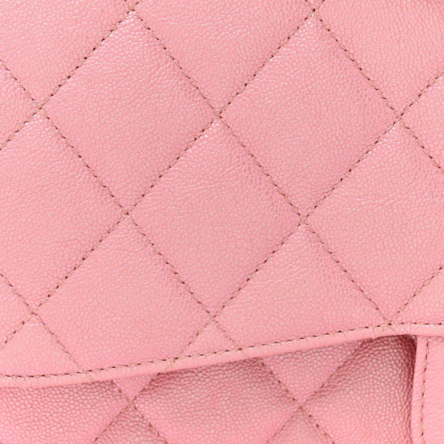 Iridescent Caviar Quilted Jumbo Double Flap Rose Pink