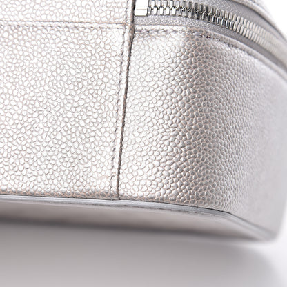 Chanel Metallic Caviar Quilted Large CC Filigree Vanity Case Silver 13 of 14
