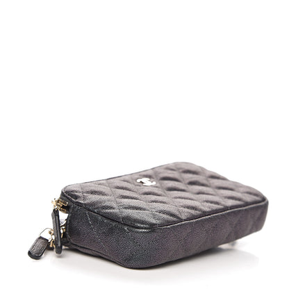 Chanel Iridescent Caviar Quilted Small Clutch With Chain Black 3 of 12