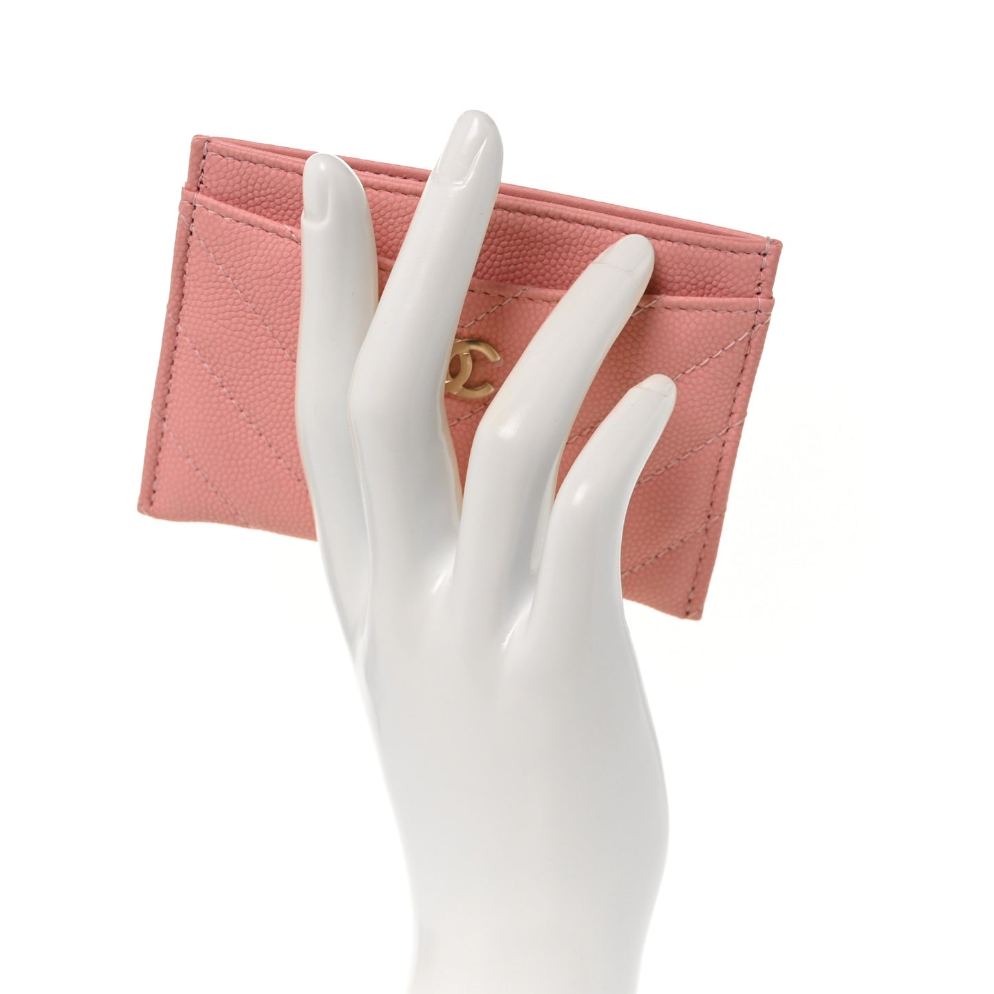 Caviar Chevron Quilted Card Holder Pink