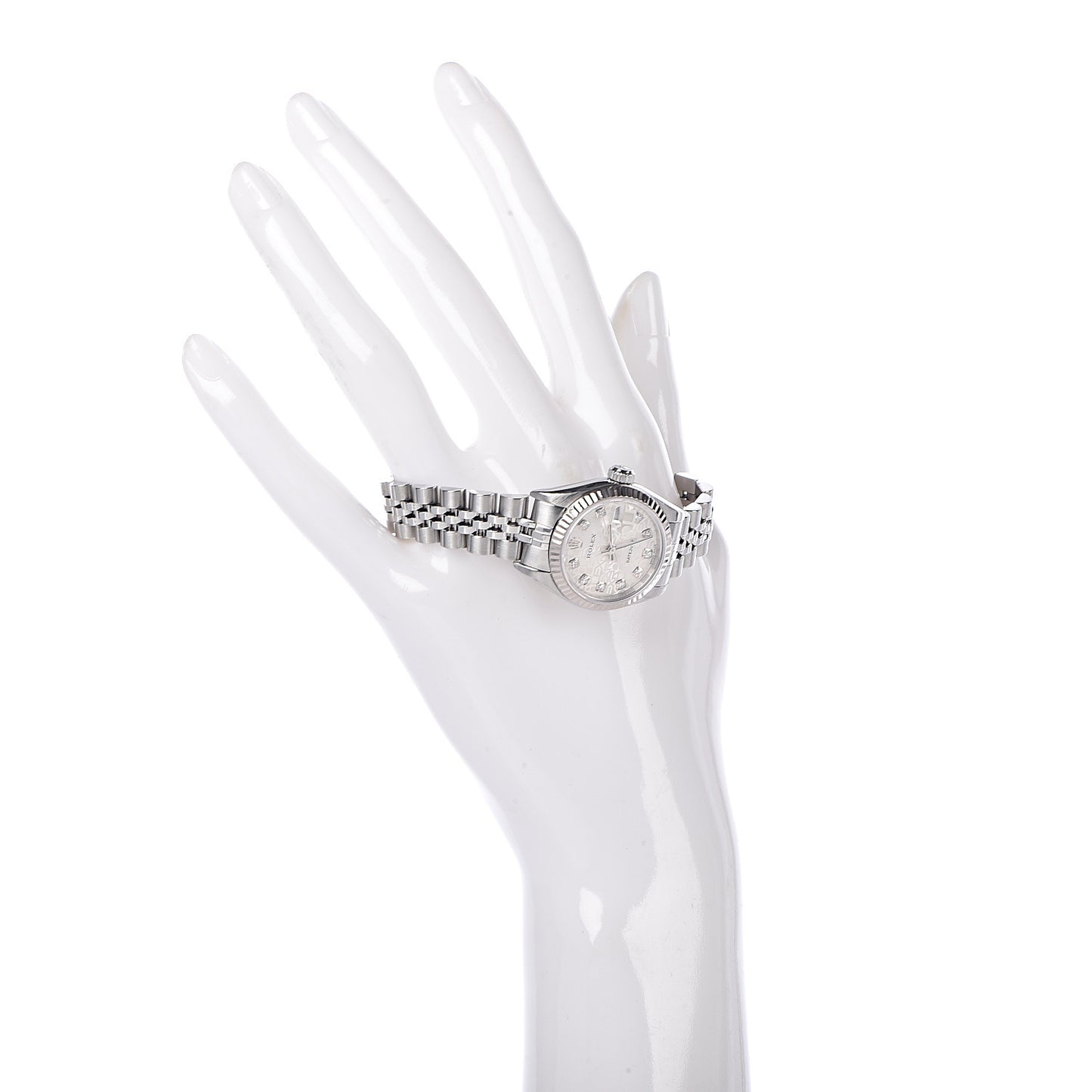 Stainless Steel 18K White Gold Diamond 26mm Oyster Perpetual Datejust Watch Silver Jubilee 79174