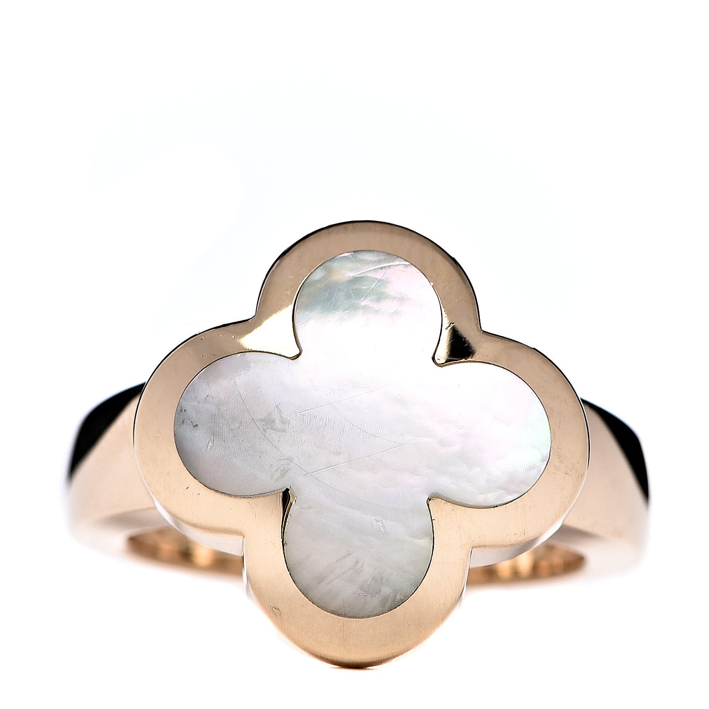 18K Yellow Gold Mother of Pearl Pure Alhambra Ring 51 5.75