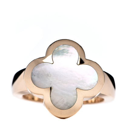Van Cleef & Arpels 18K Yellow Gold Mother of Pearl Pure Alhambra Ring 51 5.75 1 of 8