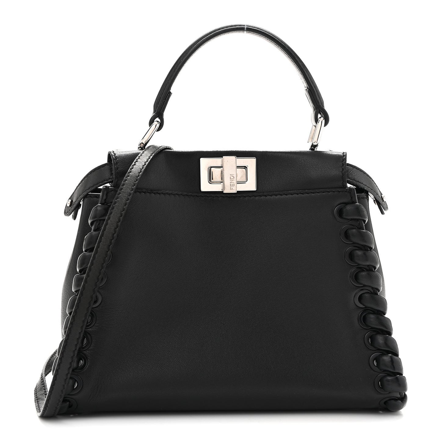 Nappa Lace Up Mini Peekaboo Iconic Satchel Black