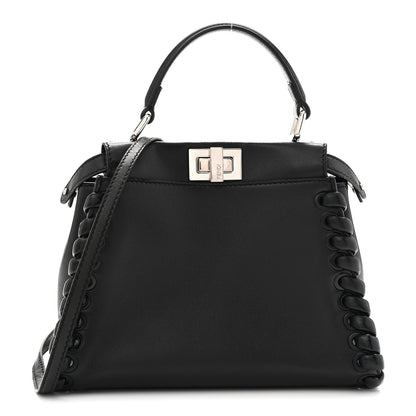 Fendi Nappa Lace Up Mini Peekaboo Iconic Satchel Black 1 of 14