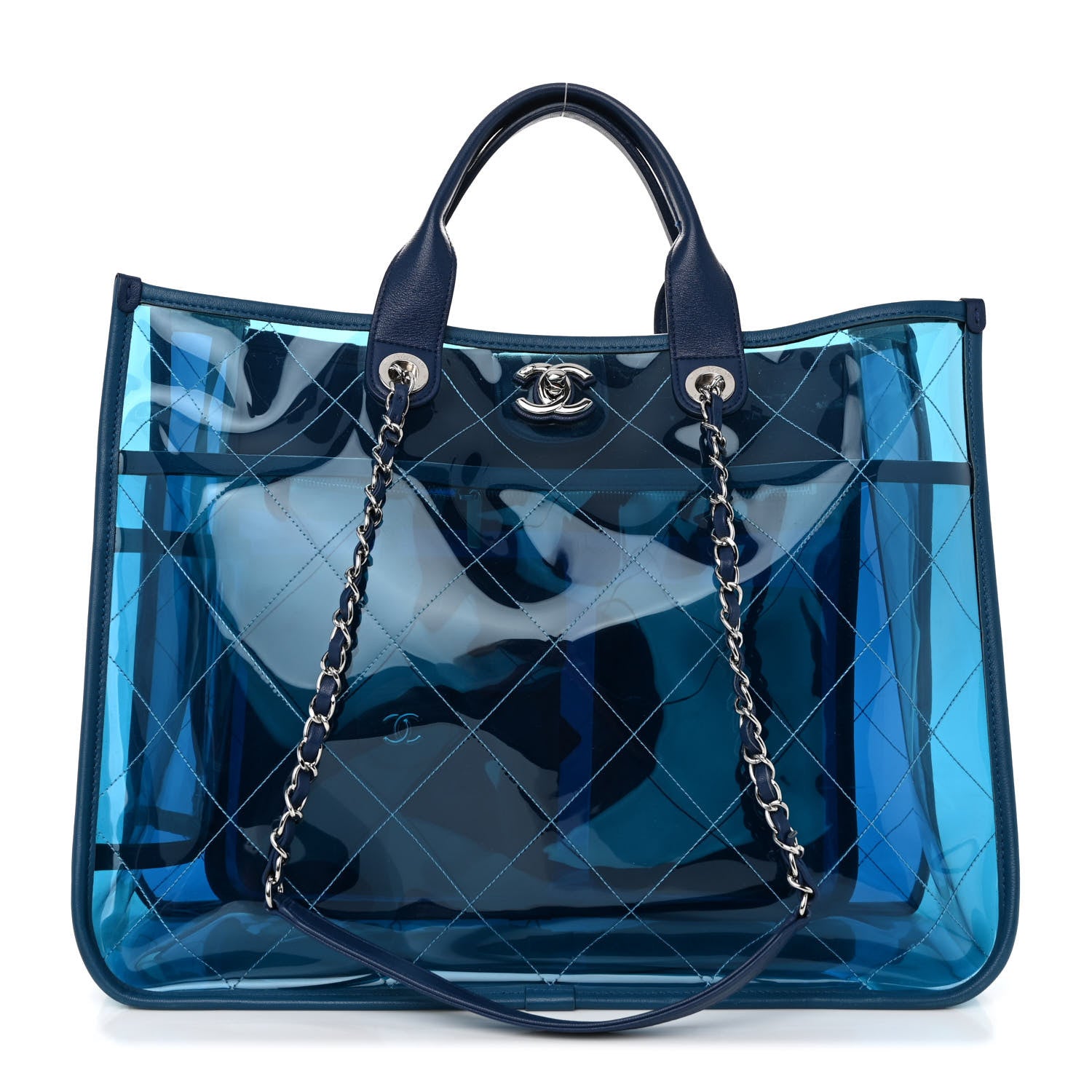 Chanel PVC Lambskin Stitched Medium Coco Splash Shopping Bag Blue 1 of 12