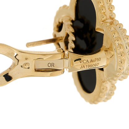 Van Cleef & Arpels 18K Yellow Gold Black Onyx Magic Alhambra Earrings 5 of 5