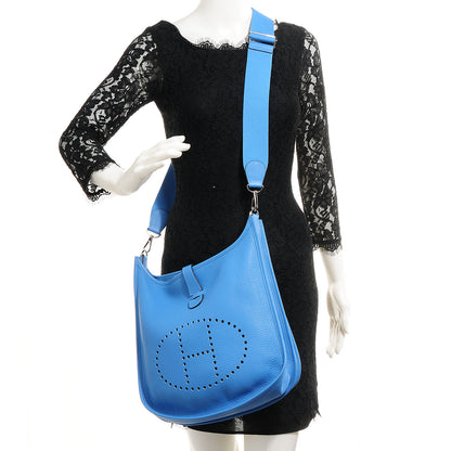 Hermes Taurillon Clemence Evelyne III GM Bleu Paradis 2 of 16