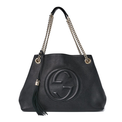 Gucci Pebbled Calfskin Medium Soho Chain Shoulder Bag Black 1 of 11