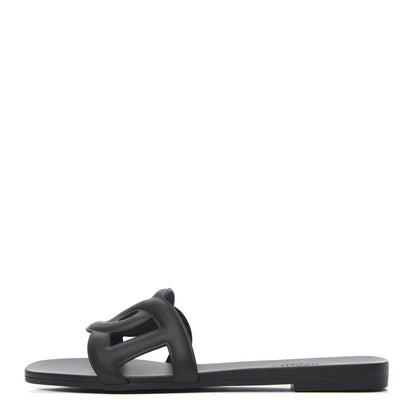 Hermes Rubber Aloha Sandals 36 Black 1 of 8